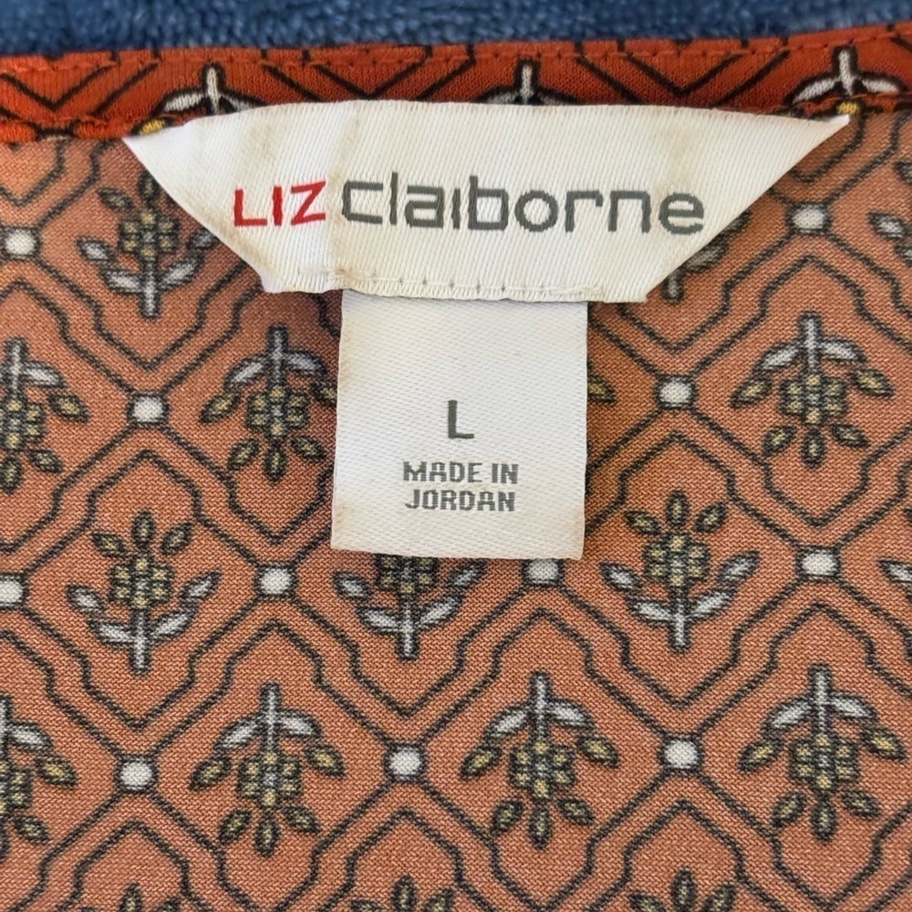 Liz Claiborne Orange Tie Front Relaxed Blouse - Picture 2 of 8